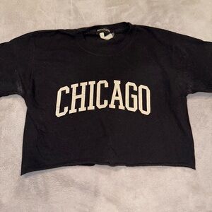 Pretty Little Thing Navy Blue 'Chicago' Crop Top - Size M
